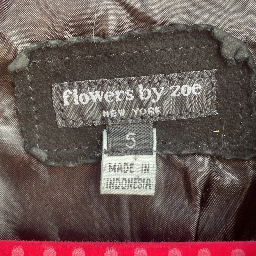 Girl Sz 5 Genuine Leather Suede Fringe Jacket Black Flowers by Zoe Rodeo Western